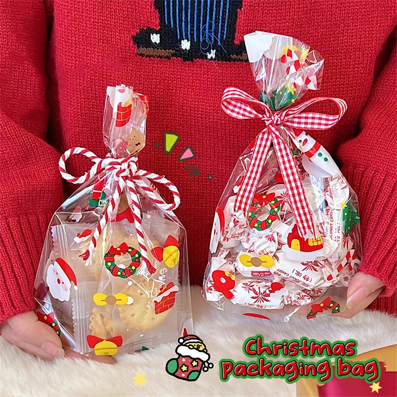 1/20 шт. прозрачный рождественский подарочный пакет на шнурке креативная упаковка