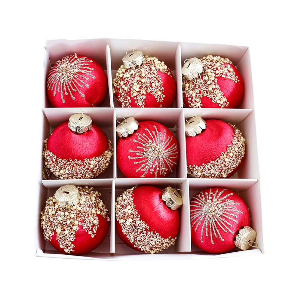 8 см 9 шт. атласная глянцевая ткань блестки щебень пена рождественские шары