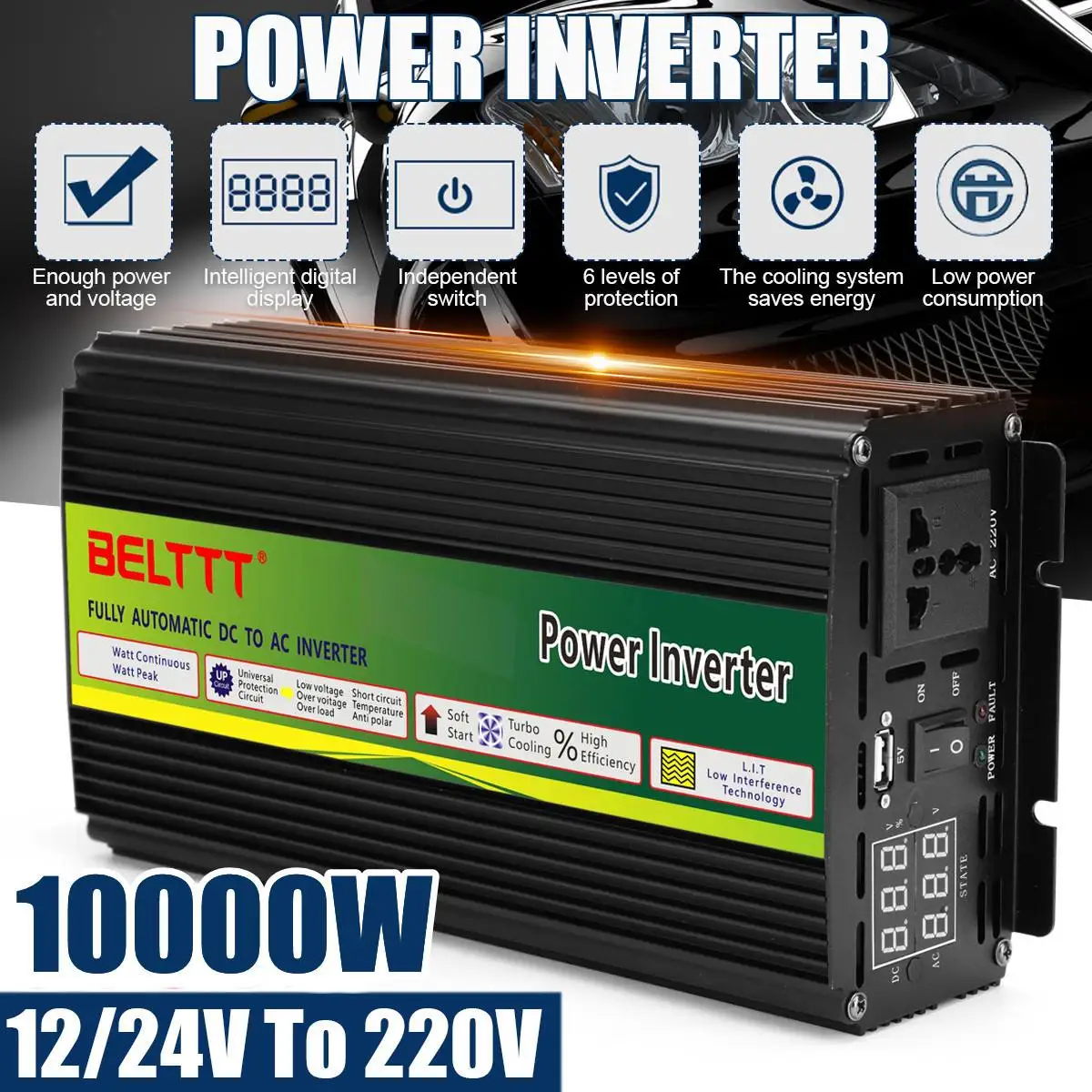 10000 Вт модифицированный синусоидальный инвертор 12 В/24 В постоянного тока до