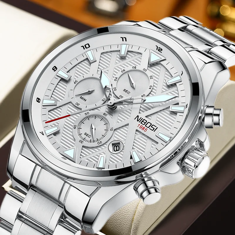 Часы наручные NIBOSI Мужские кварцевые брендовые Роскошные спортивные