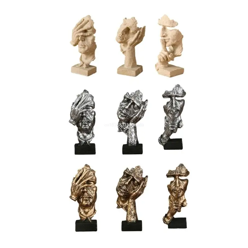 Тишина золотая фигурка абстрактного искусства современная домашняя скульптура