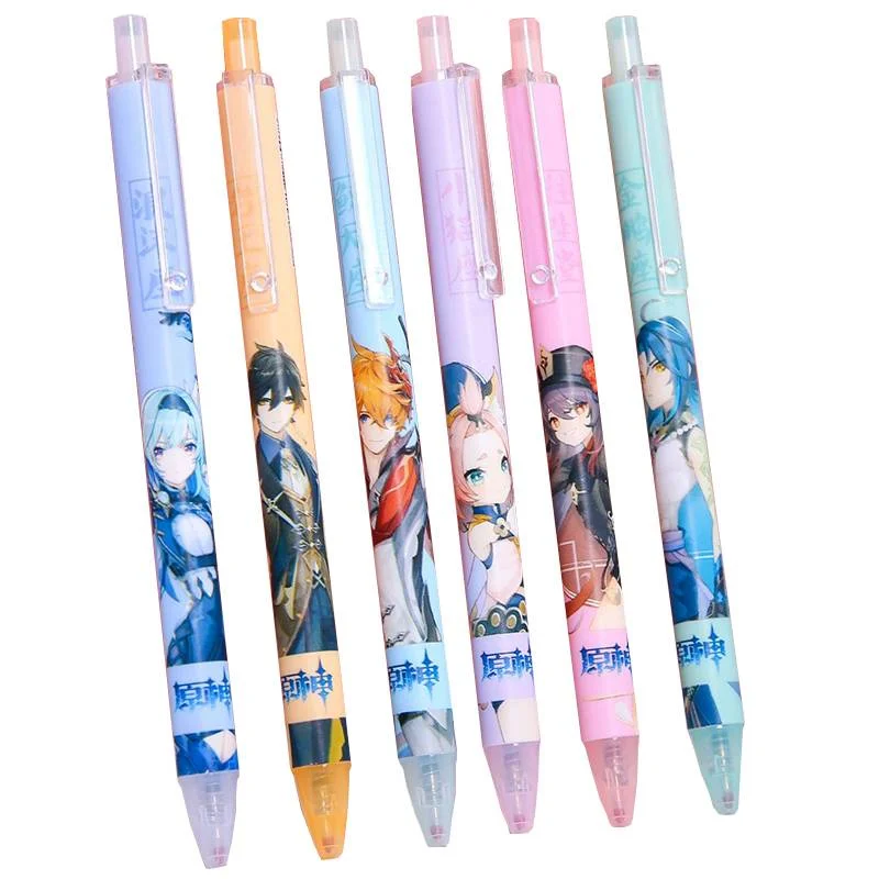 6 шт. Game Genshin Impact Zhongli разбавленная гелевая ручка Venti Paimon Милая 0 5 мм чернильная для