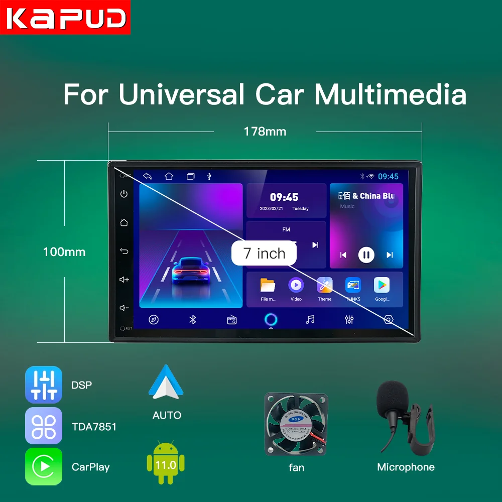 Мультимедийный видеоплеер Kapud Android 7 дюймов радио GPS экран для универсального Nissan