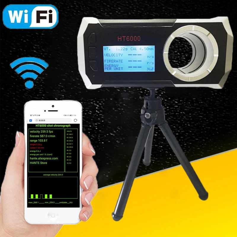 Многофункциональный хронограф для стрельбы 10-5000 FPS Wi-Fi измеритель скорости шара