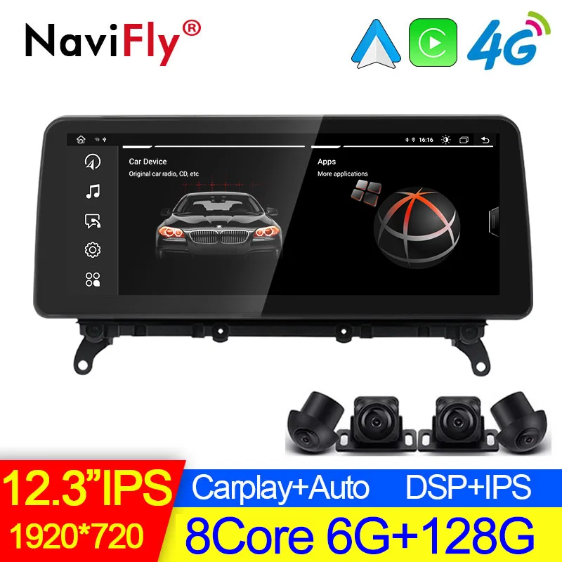 NaviFly Android 11 12 3 дюйма Carplay для BMW X3 F25 X4 F26 2013 - 2017 CIC NBT Автомобильная интеллектуальная
