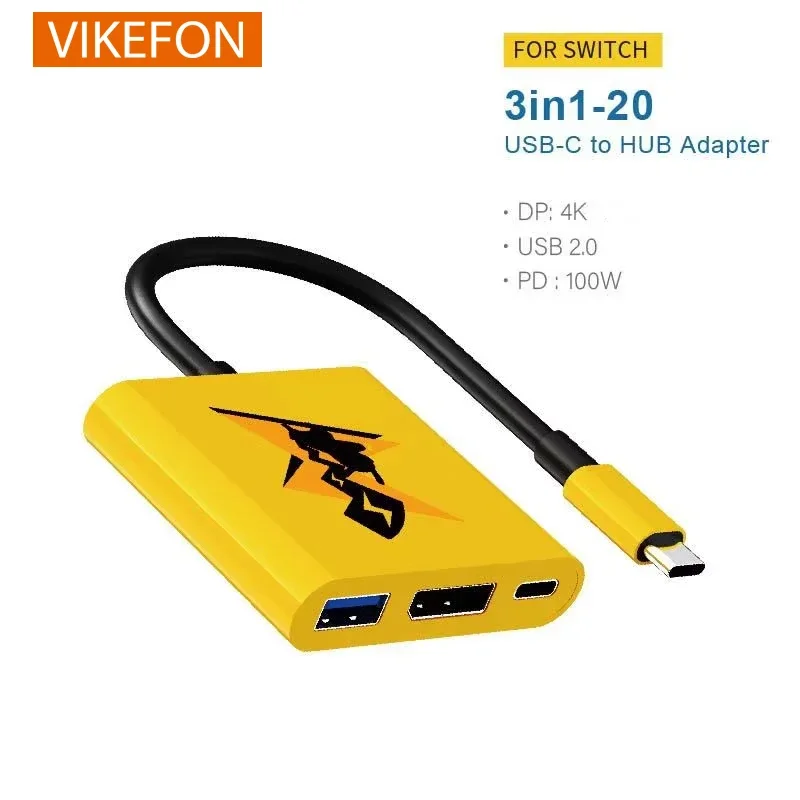 Адаптер-сплиттер USB-C к DisplayPort концентратор Displayport 4K @ 144 Гц типа C с PD100W USB2.0 для