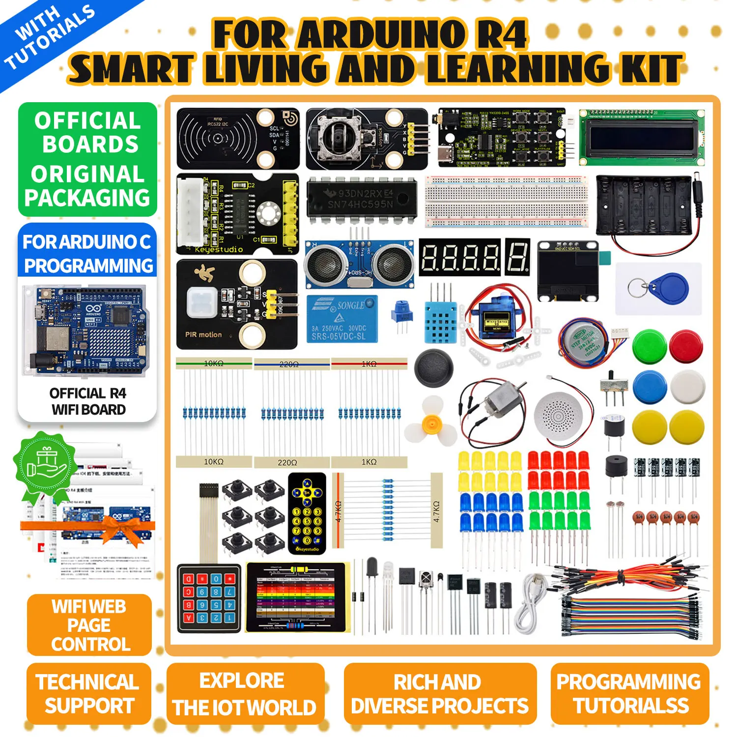 Плата Keyestudio IOT Smart Living Learning Kit + оригинальная плата Arduino Uno R4 WIFI/Minima