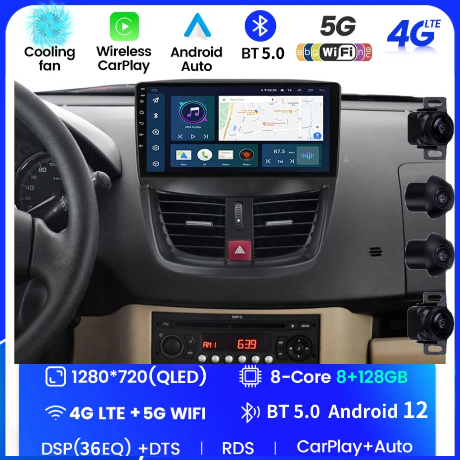 8-ядерный автомобильный радиоприемник для Peugeot 207 2006 2007 2008 2009-2010 плеер с навигацией