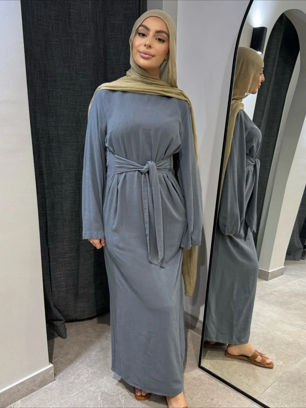 Женское хлопковое льняное платье для мусульманского вечернего платья