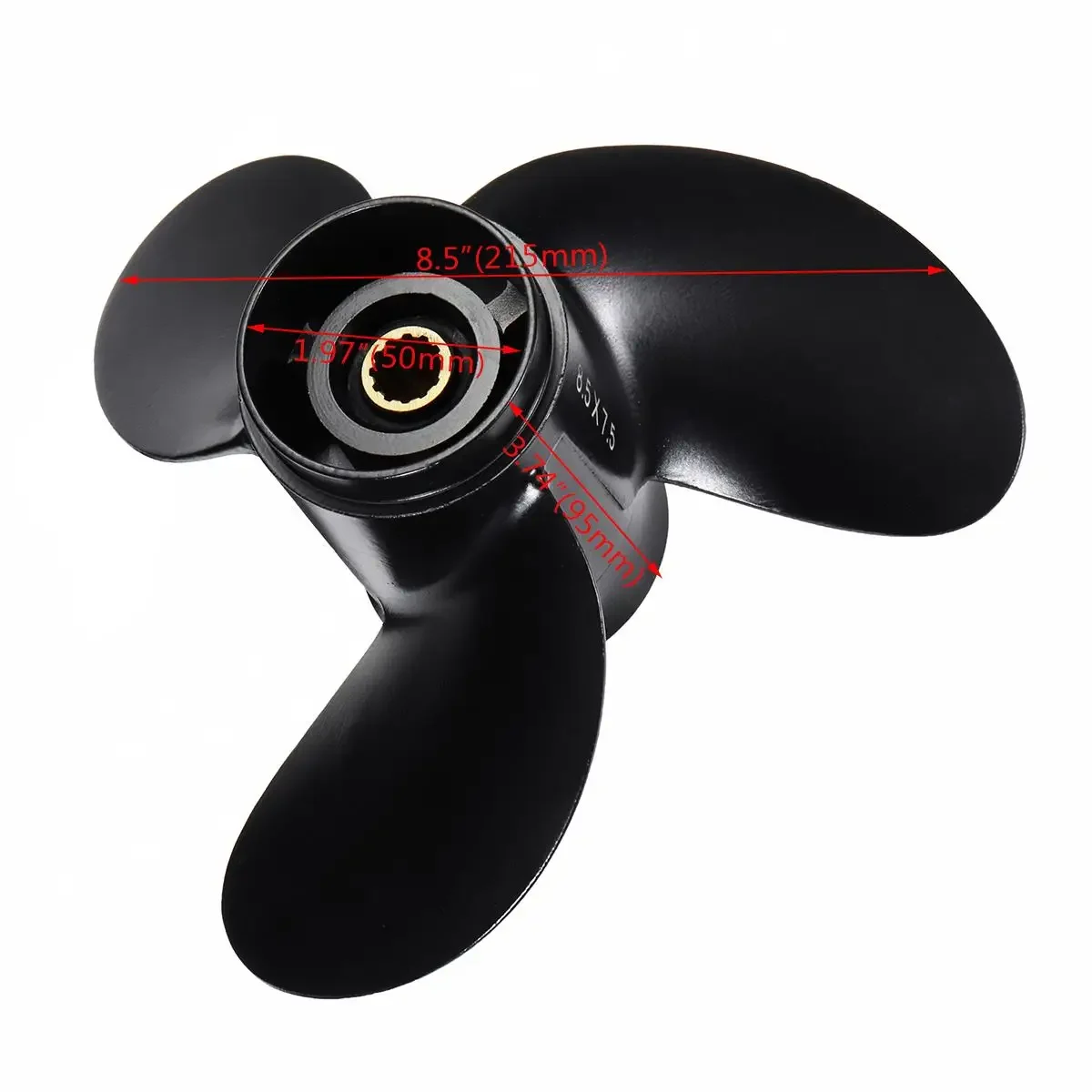 Черный подвесной пропеллер из алюминиевого сплава с 12 зубьями 3 лопасти для