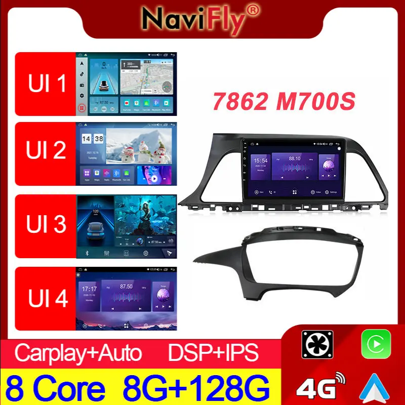 NaviFly IPS 1280*720 7862C 8G 128G для Hyundai Sonata 9 2015-2018 Carplay Android 11 автомобильный видеоплеер Авто