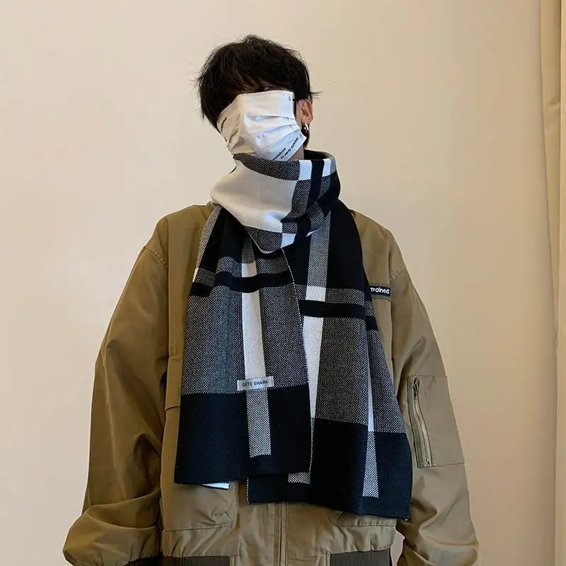 2024 новый зимний клетчатый шарф для мальчиков и пары универсальный кашемировый
