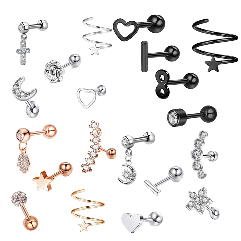 5 шт./комплект женские серьги-гвоздики из нержавеющей стали |