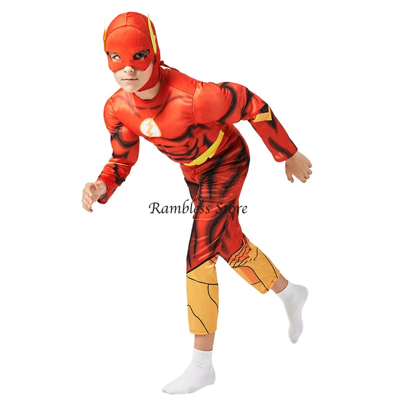 New Kids Halloween Cosplay Costumes Flash Men Clothing for Children Boys Party Hero Movie Props |