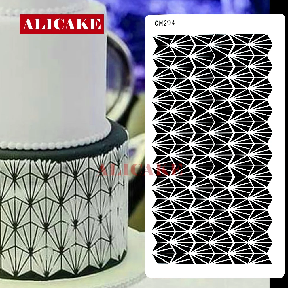 Шаблон трафарета для торта с геометрическим узором свадебные кружевные