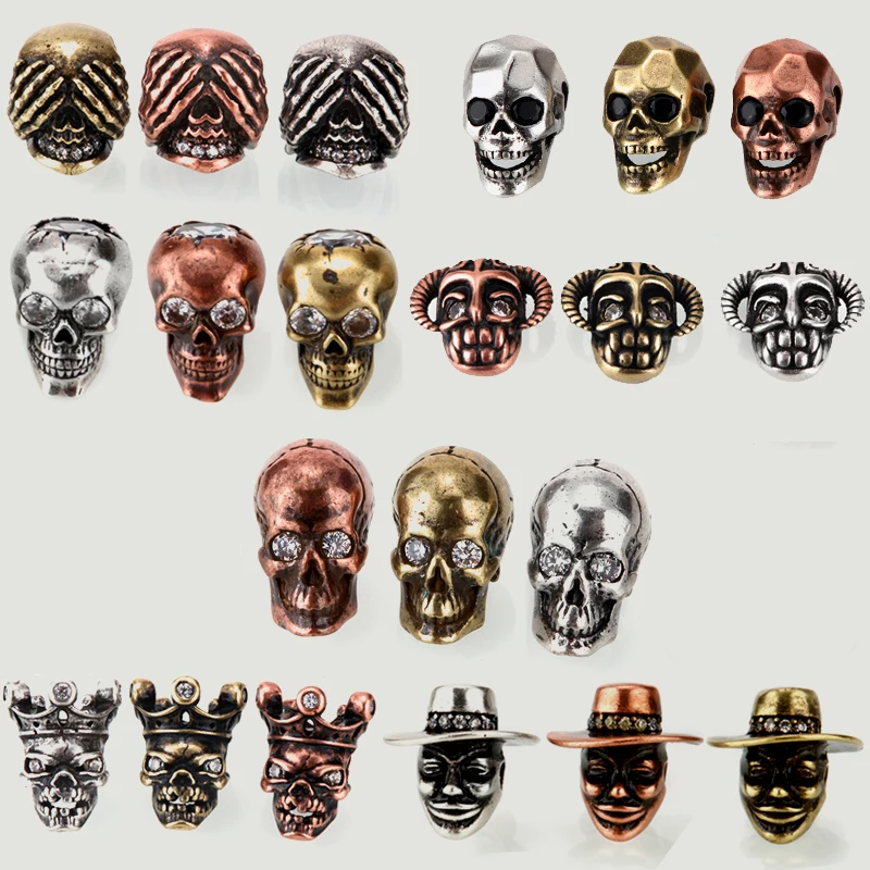 Череп Бусы на веревочке микро паве CZ бусина прозрачный кубический цирконий Шарм