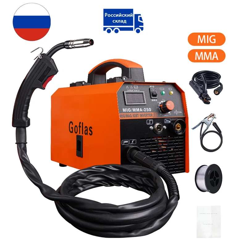 Сварочный аппарат Mig Welder полуавтоматический 220В без газа, 2 в 1, инверторный MMA/MIG, европейская вилка, цифровой, для начинающих дома, легкий.