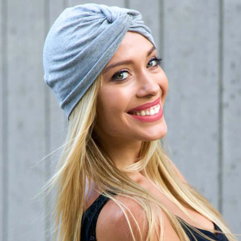 Однотонные хлопковые шапки-тюрбаны для женщин витые головные повязки в стиле