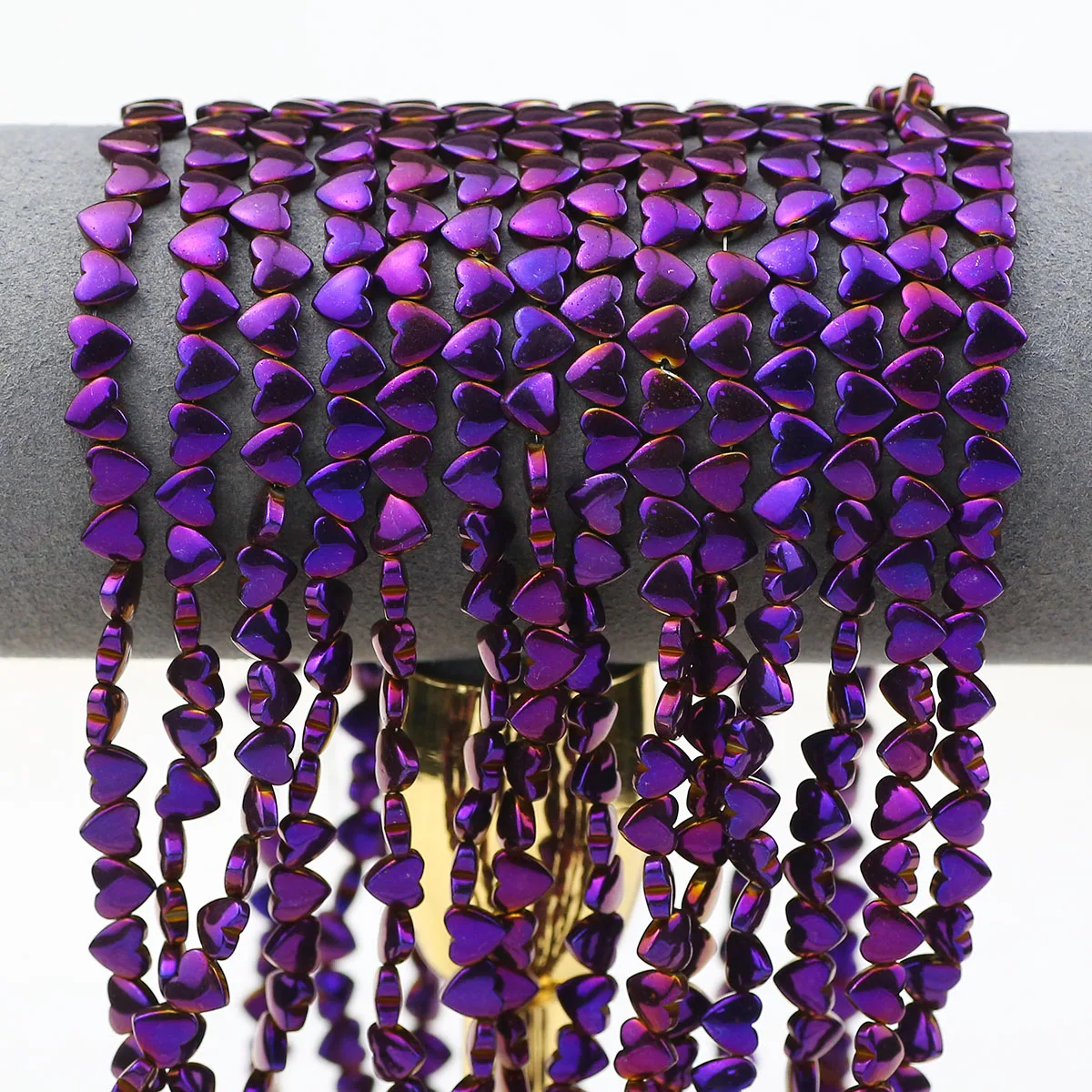 Оптовая продажа 6 мм фиолетовый персик сердце гематит натуральный камень