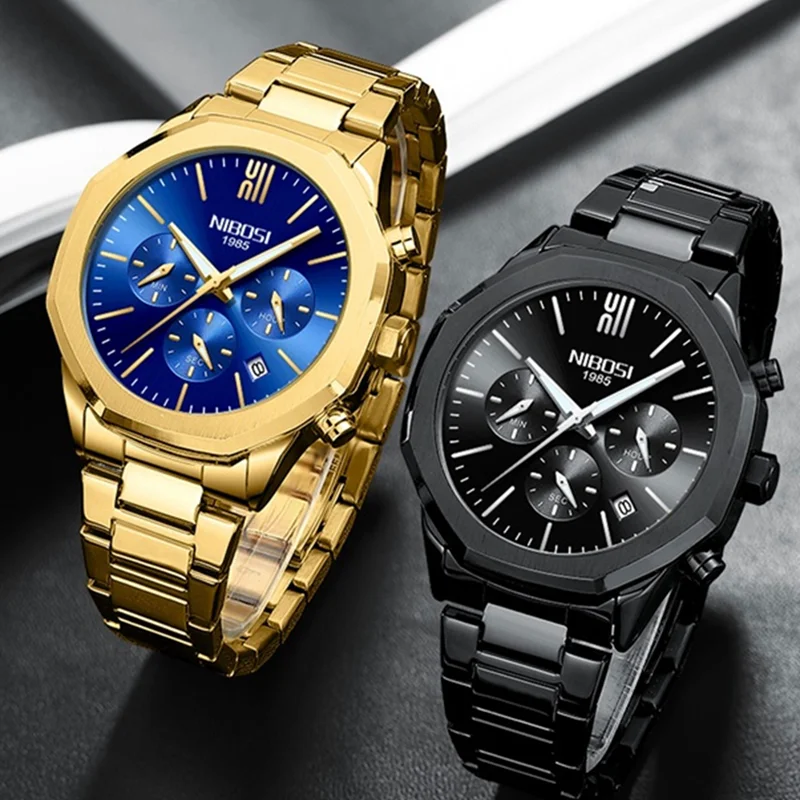Часы наручные NIBOSI мужские кварцевые брендовые роскошные деловые спортивные