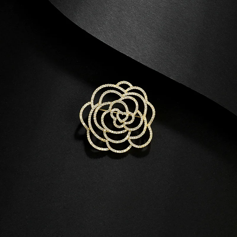 Mera изысканная брошь в виде камелии женское элегантное универсальное пальто