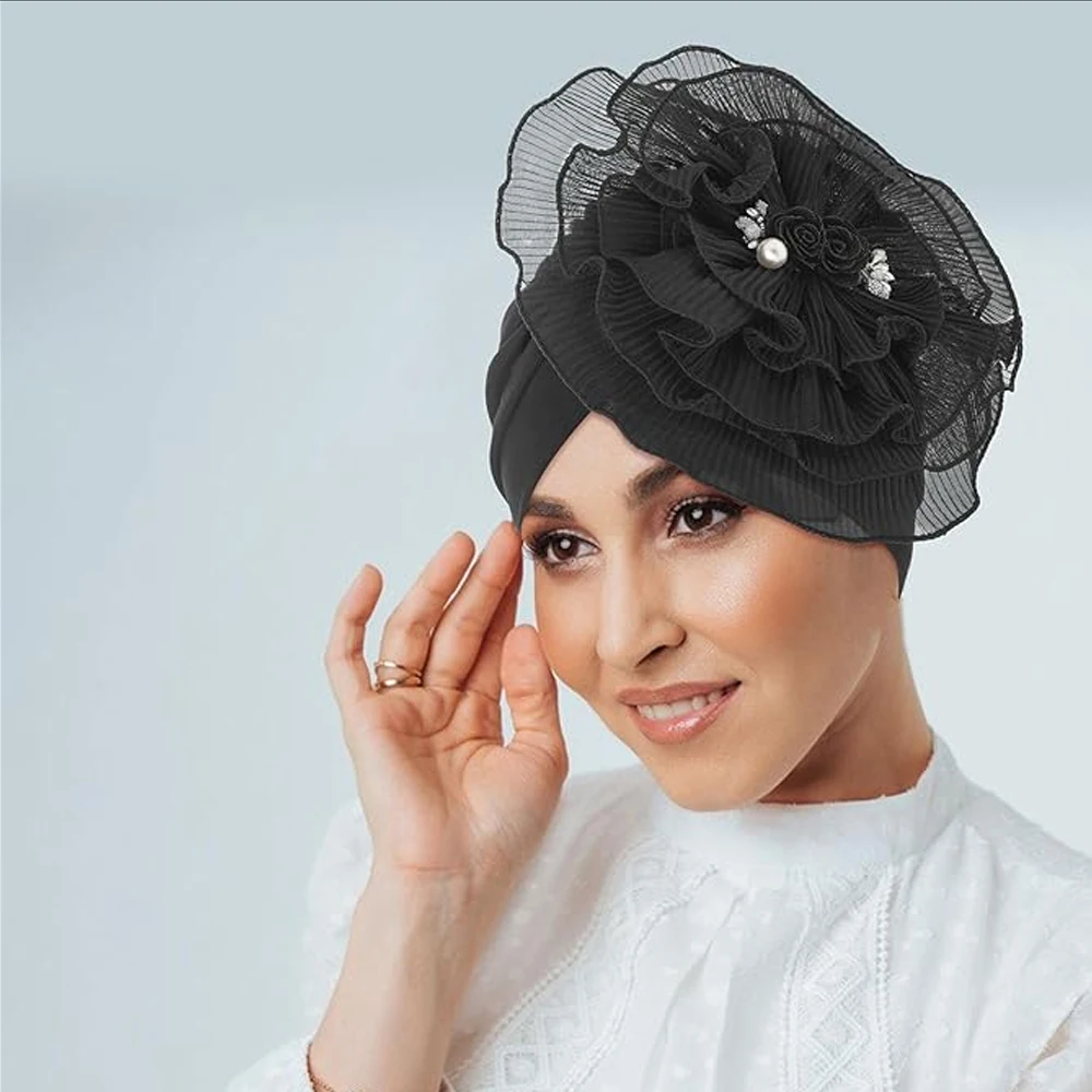 Женский тюрбан с оборками и цветами головной убор в африканском стиле