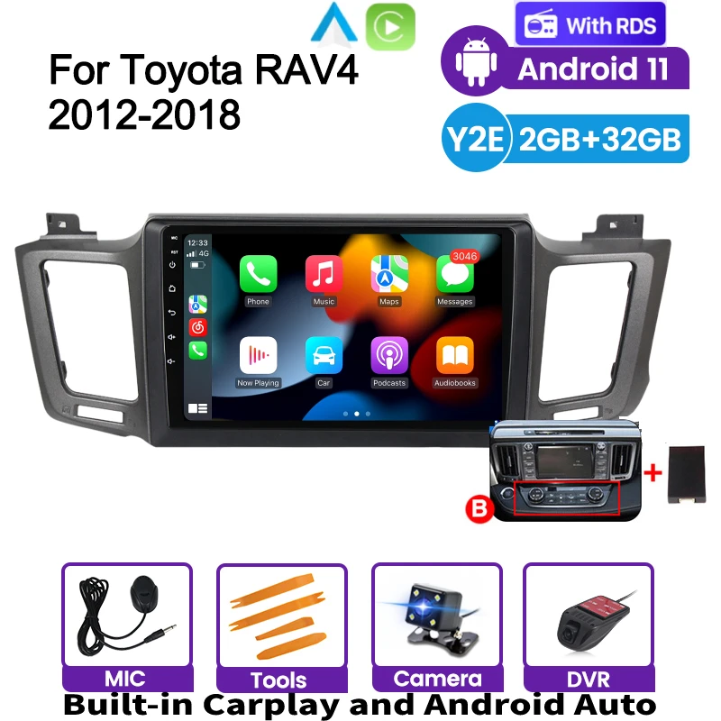 4core Full Touch For Toyota RAV4 4 XA40 5 XA50 2012 2013-2017 2018 Car Radio Multimedia Video Player Navigation GPS Split Screen |