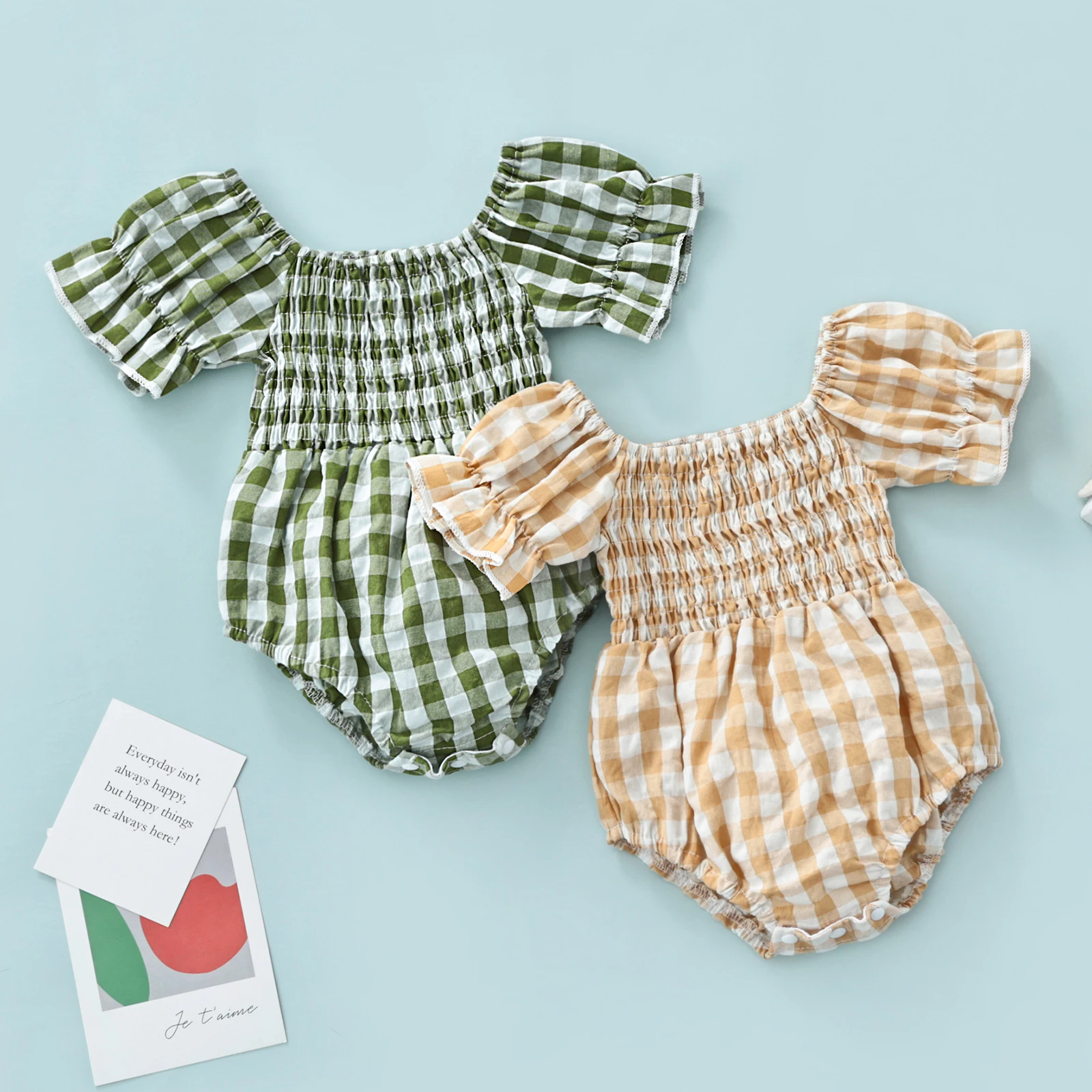 Летнее боди с коротким рукавом для маленьких девочек