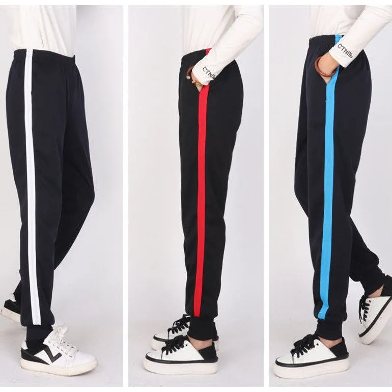 Spring and Autumn Dark Blue School Uniform Pants One Bar Ankle-tied Boys Girls Junior High Primary Students... |