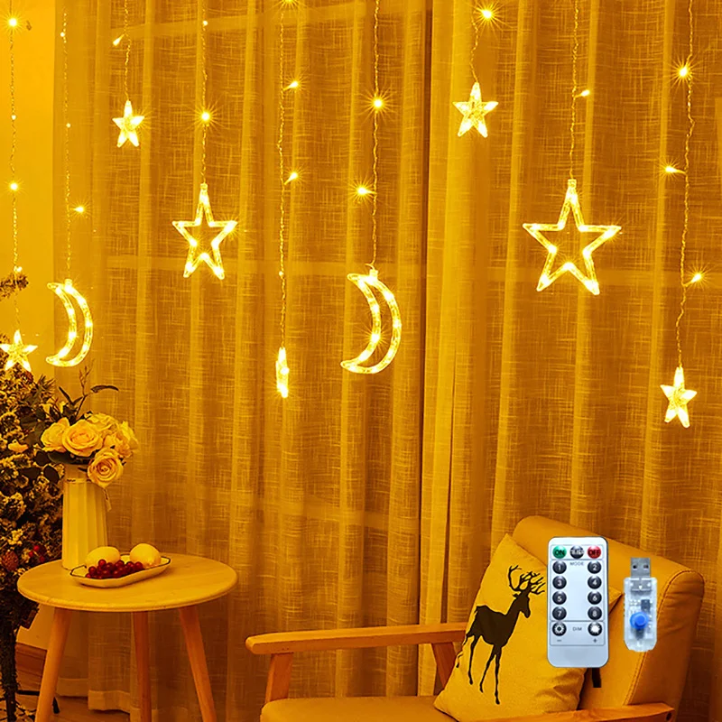 Беспроводной светодиодный USB-занавес с дистанционным управлением для украшения