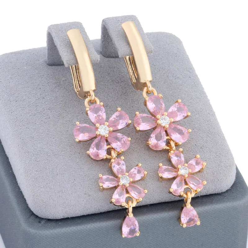 Новые модные роскошные качественные ювелирные изделия розовые серьги золотого