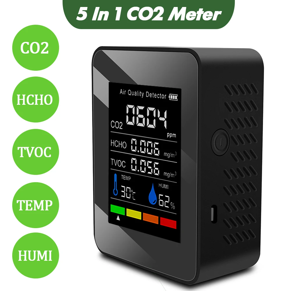 Монитор качества воздуха на 1200 мА · ч измеритель CO2 датчик углекислого газа TVOC HCHO
