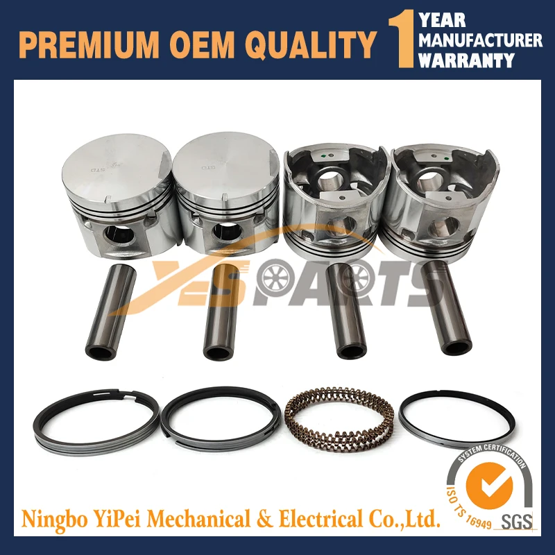 Комплект из 4 поршней с кольцом для двигателя Mitsubishi 4G52