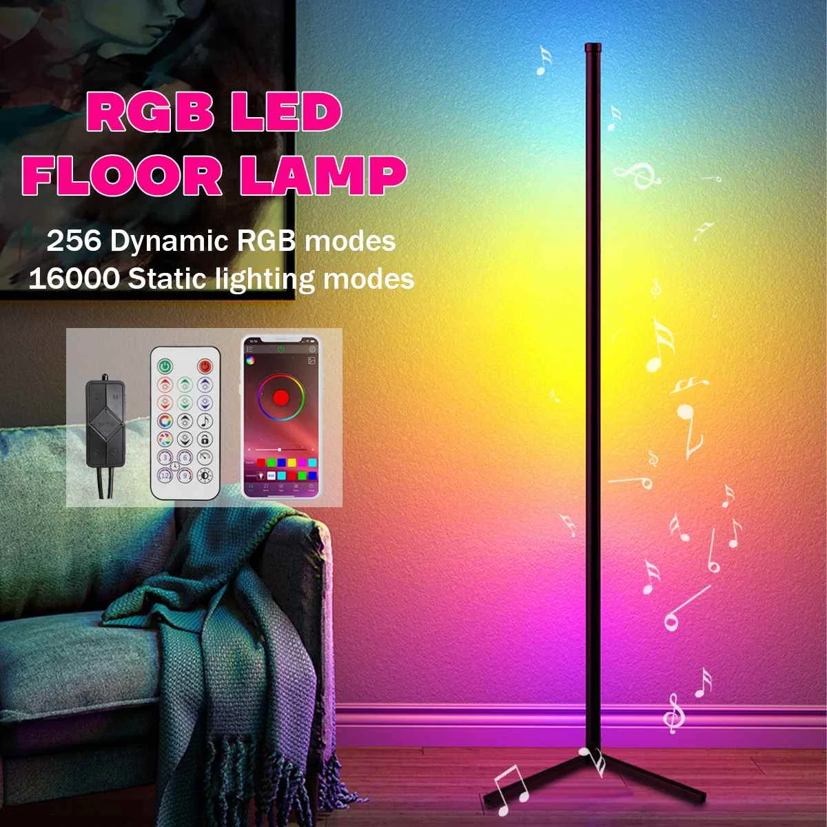 9W RGB LED Floor Lamp Indoor Home Decoration Modern Corner Living Rome Art Decor Atmospheric Standing Stand Lighting - купить по