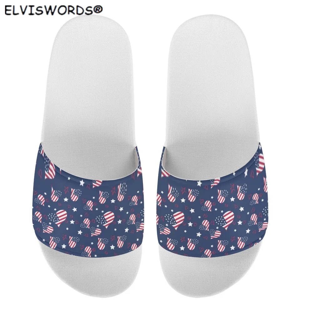 ELVISWORDS/женская домашняя обувь на плоской подошве Вьетнамки с американским флагом