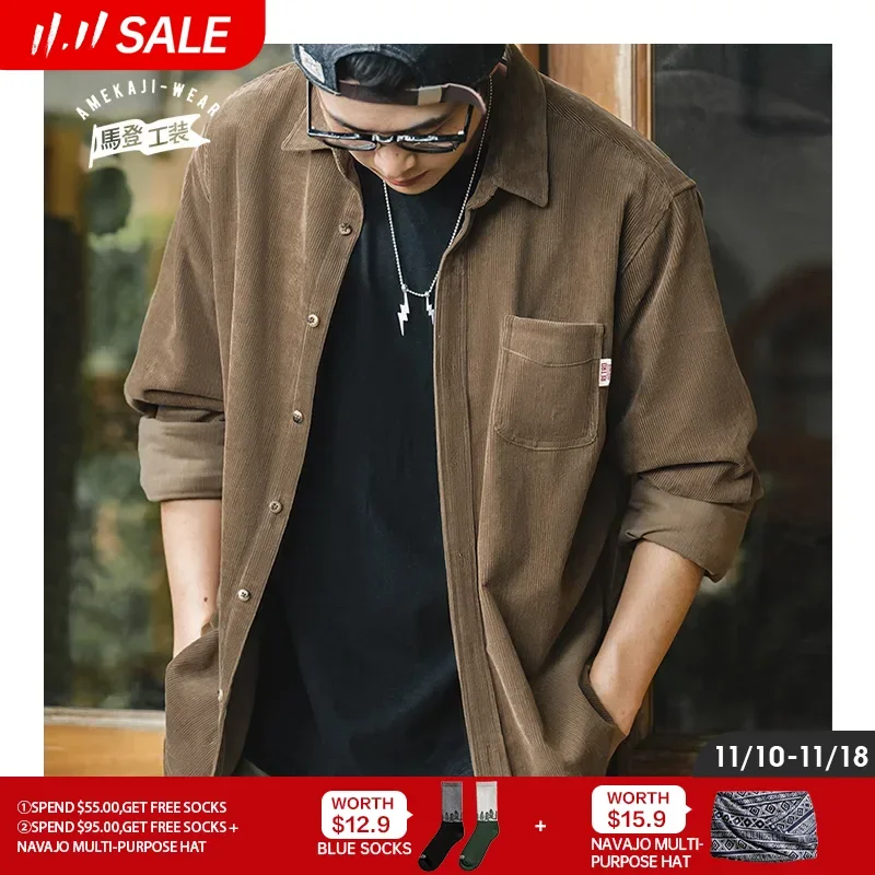 Рубашка базовая вельветовая Мужская рубашка из вельвета Maden повседневная