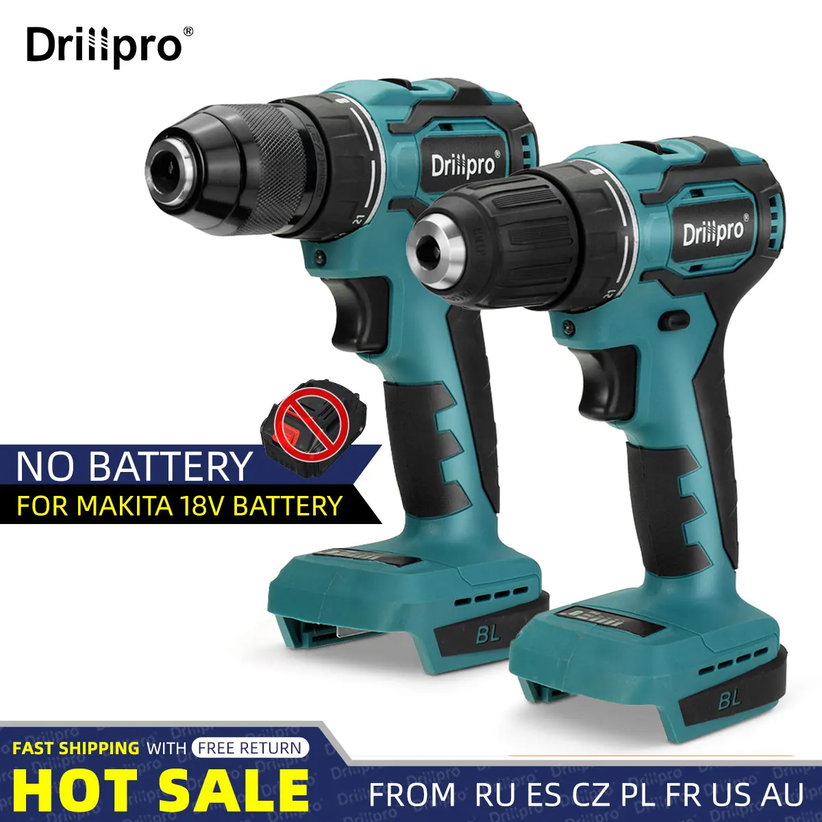Дрель аккумуляторная Drillpro 10 мм/13 мм многофункциональный электрический