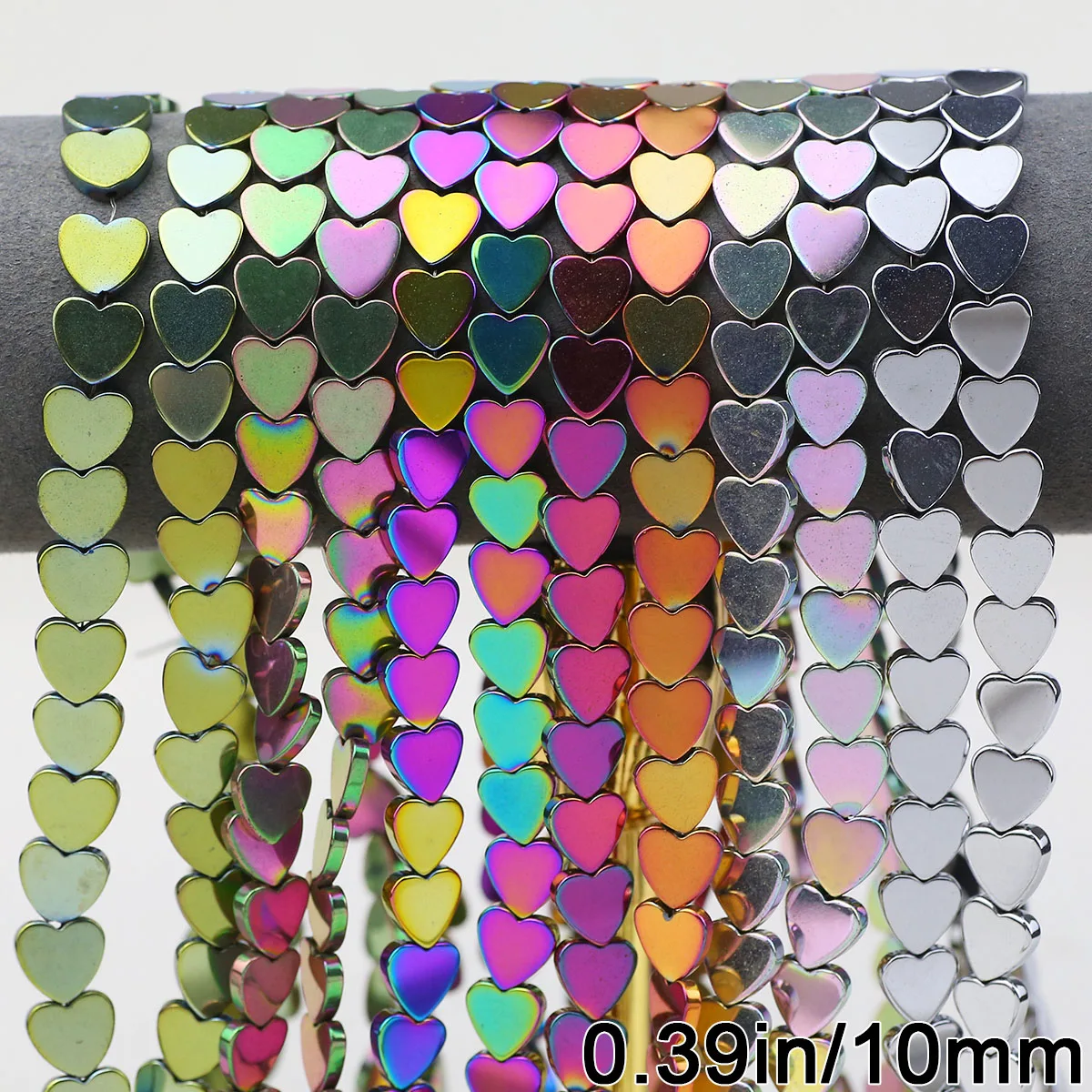 15 дюймов позолоченные 10 мм гематит в форме сердца из натурального