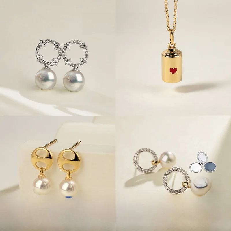 [Выделенная флэш-распродажа в Live Studio] Коллекция серег и ожерелья из золота 8 карат