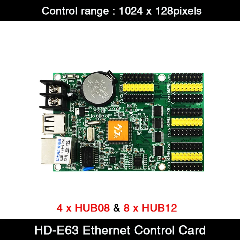 HD-E63 Ethernet и USB Порты разъёмы 4 * HUB08 &amp 8 HUB12 1024*128 пикселей с одним двумя Цвет Tri-Цвет