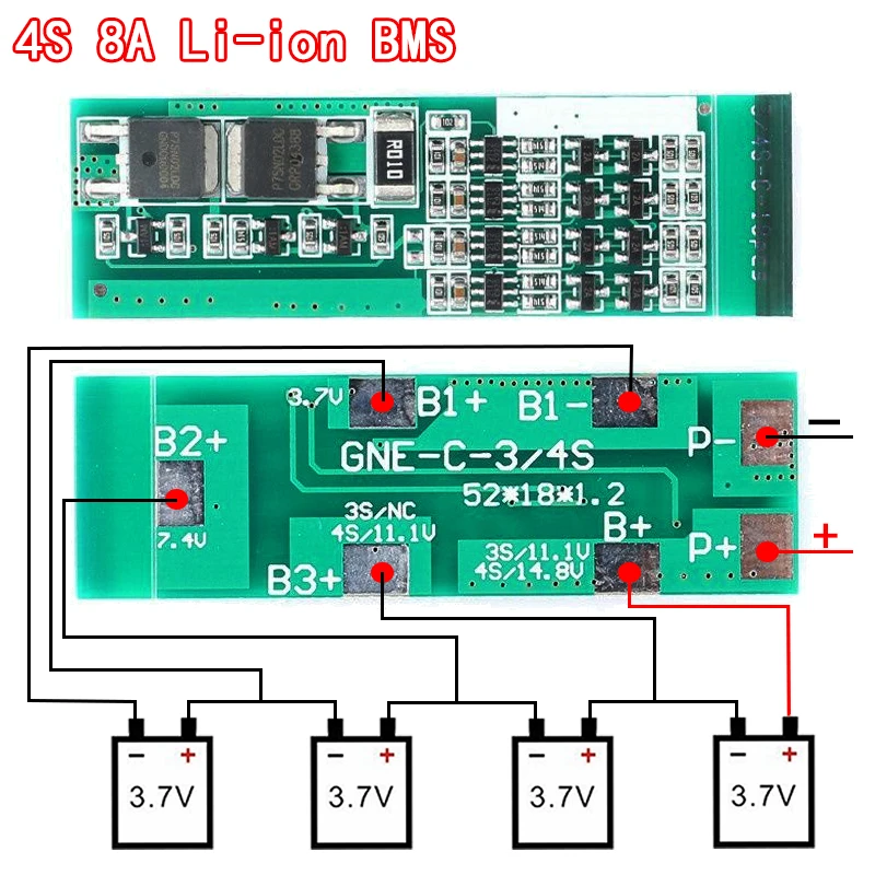 4S 8A Защитная плата зарядного устройства литий-ионной батареи для 4 серийных 4pcs 3 7