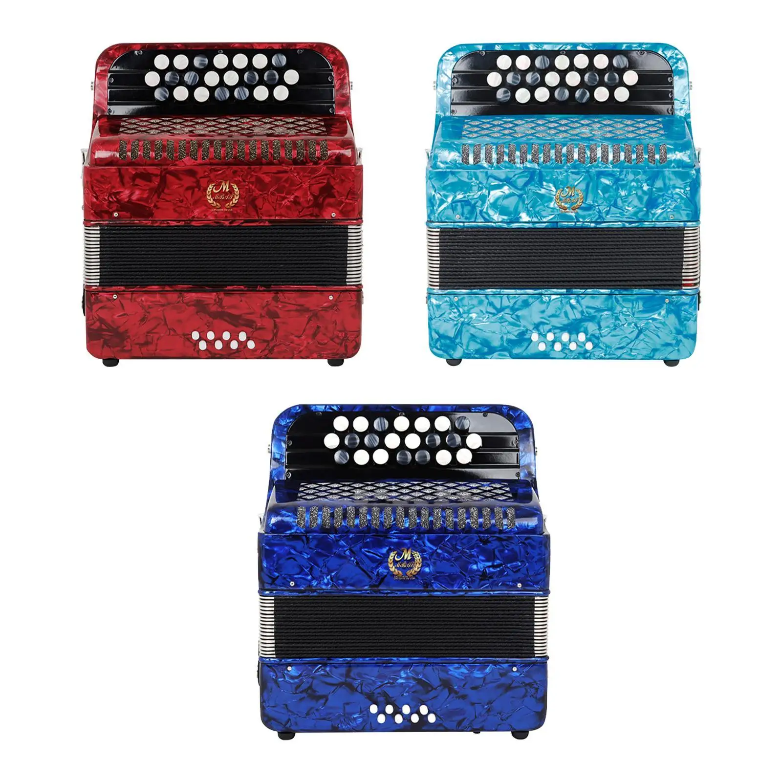 22 Key 8 Bass Button Accordion Professional Rich Timbre Portable Musical Instruments for Stage Performance Students
