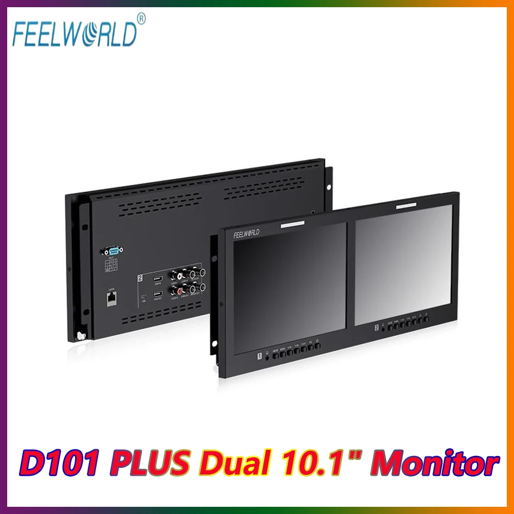 FEELWORLD D101 PLUS двойной 10 1-дюймовый монитор 4RU для монтажа в стойку 4K HDMI SDI 1920x1200IPS