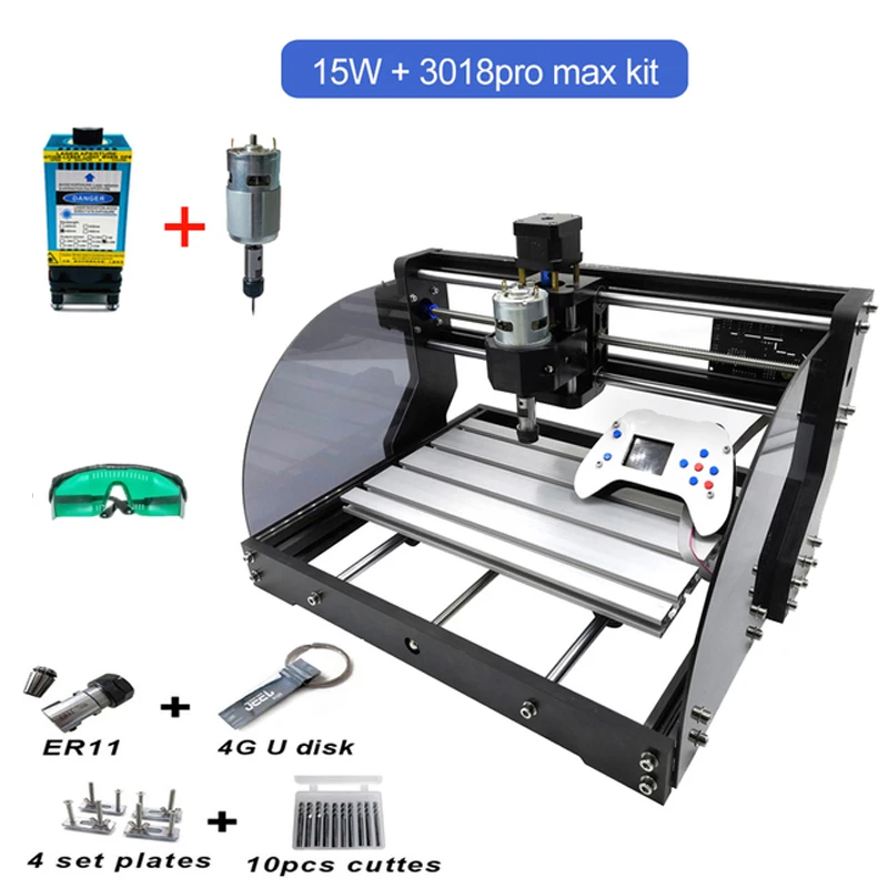 15 Вт 3018Pro/3018Pro Max лазерный гравировальный станок с ЧПУ GRBL ER11 DIY гравировка по дереву