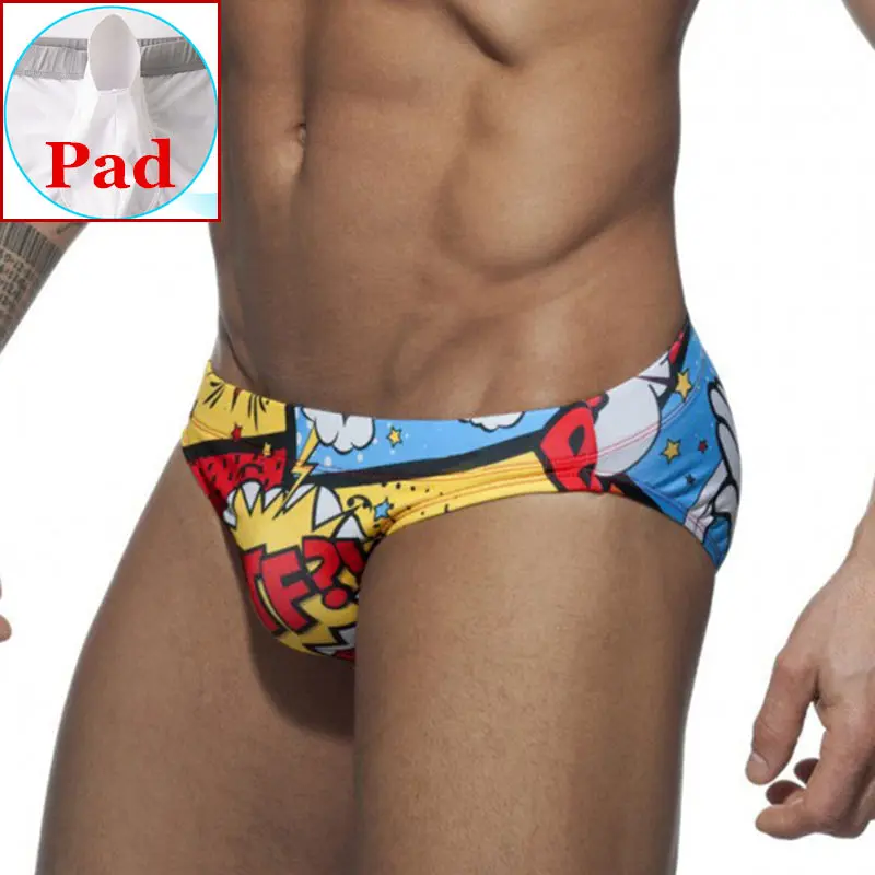 Push Up Mens Swim Briefs Swimming Trunks For Man Bikini Swimwear Sexy Gay Swimsuit Beach Shorts Penis Pouch Bathing Suit Desmiit | Спорт и