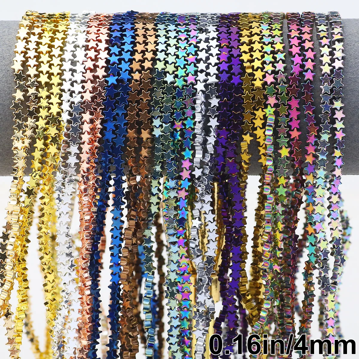 1 нить 4 мм красочные гематитовые бусины в форме звезды из натурального камня