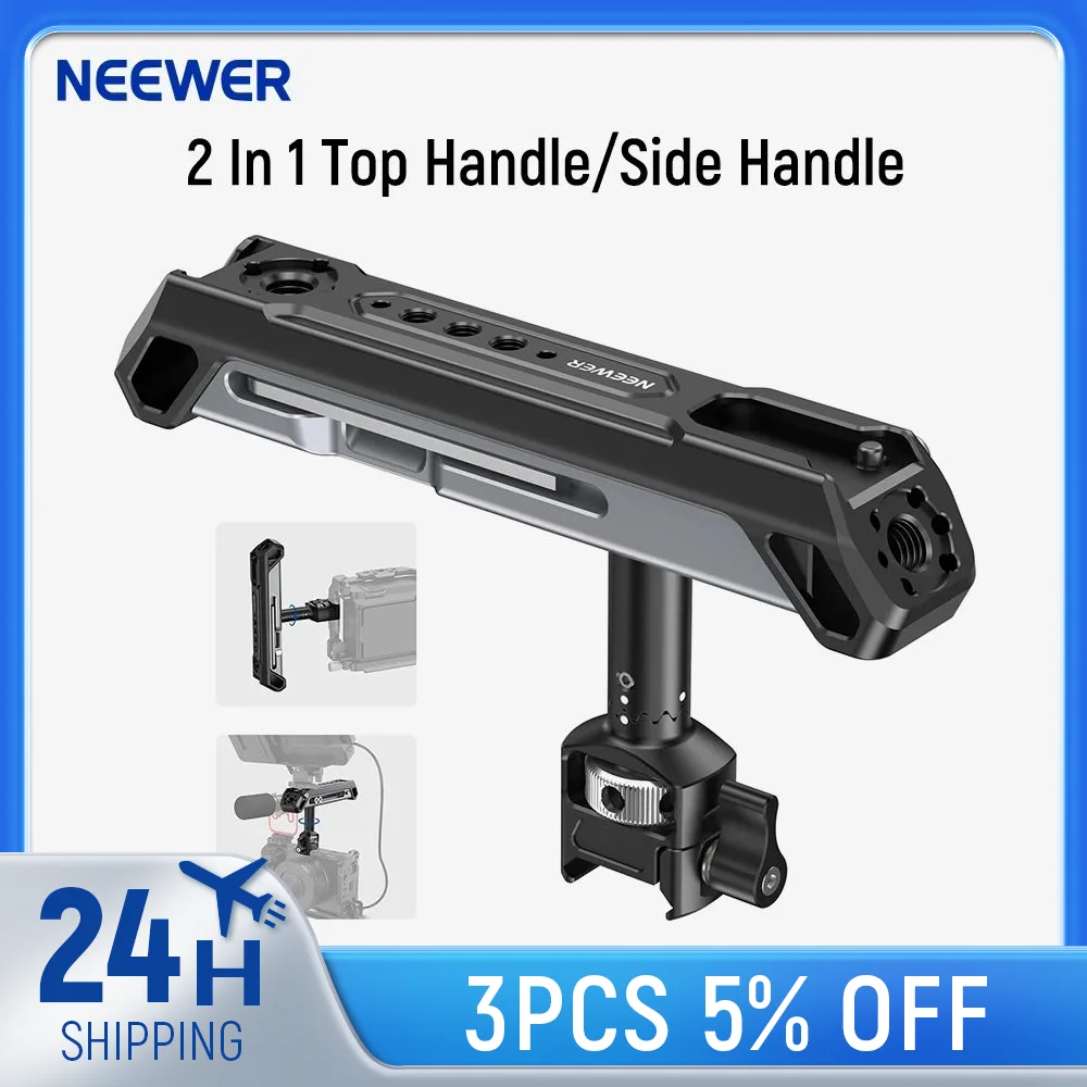 NEEWER 2 в 1 Верхняя ручка/Боковая ручка для камеры видеокамеры с поворотом на 360 °