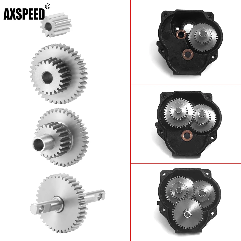 AXSPEED стальной Overdrive Underdrive коробка передач комплект зубчатых для 1/18 TRX4M Bronco Defender RC