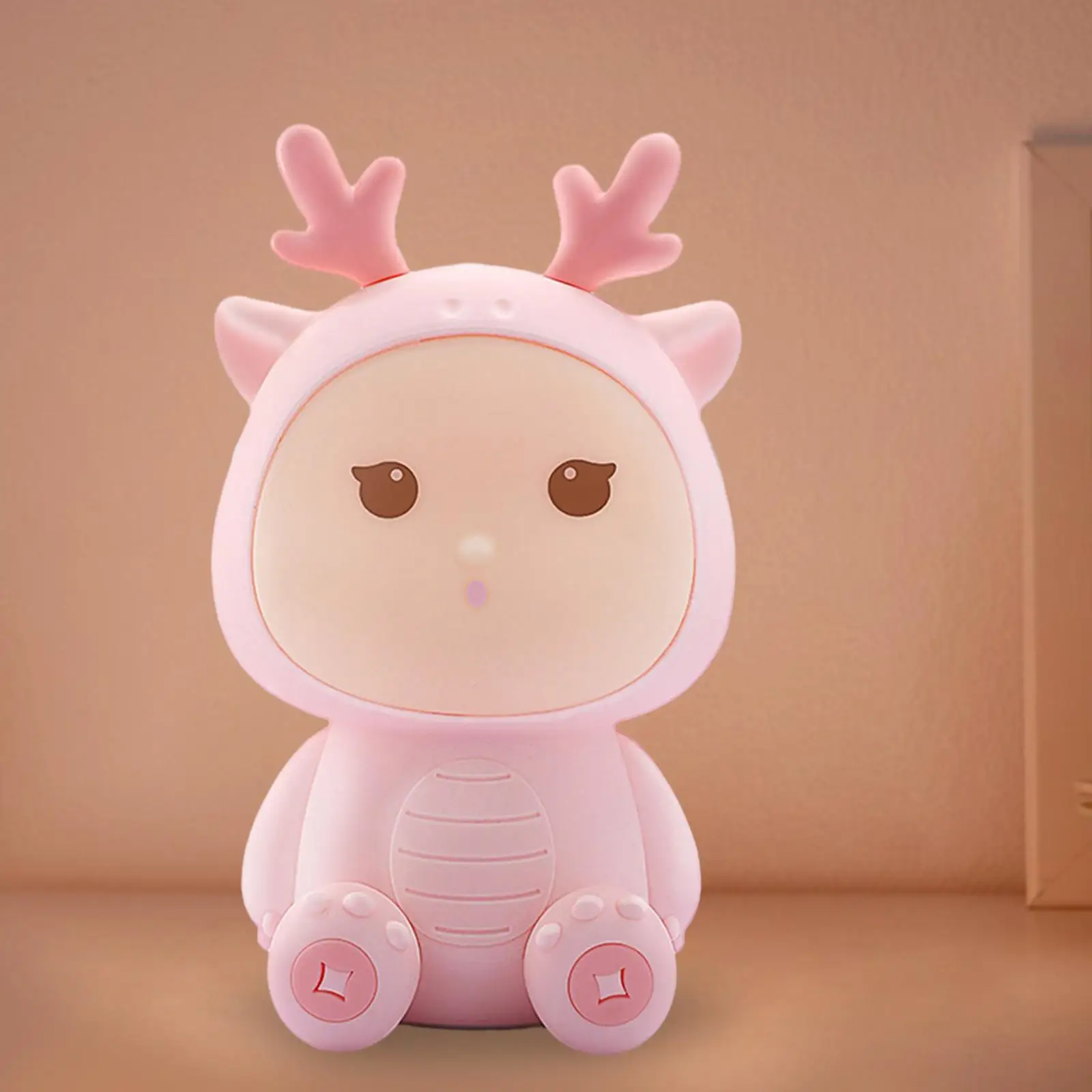 Лампа рядом с мультяшным динозавром ночник День Святого Валентина подарки