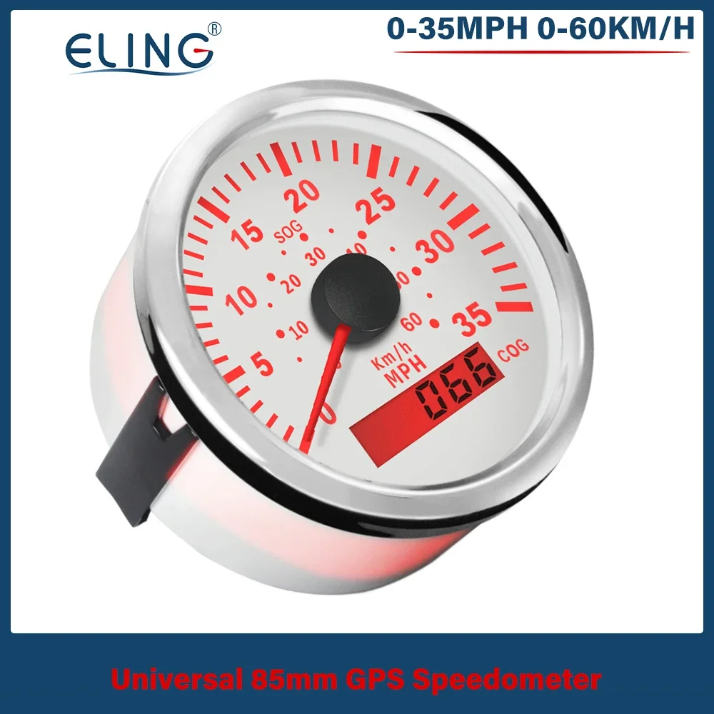 ELING Универсальный 85 мм GPS-спидометр с COG 35MPH 80MPH 0-60 км/ч 0-130 красной подсветкой 12 В/24 В